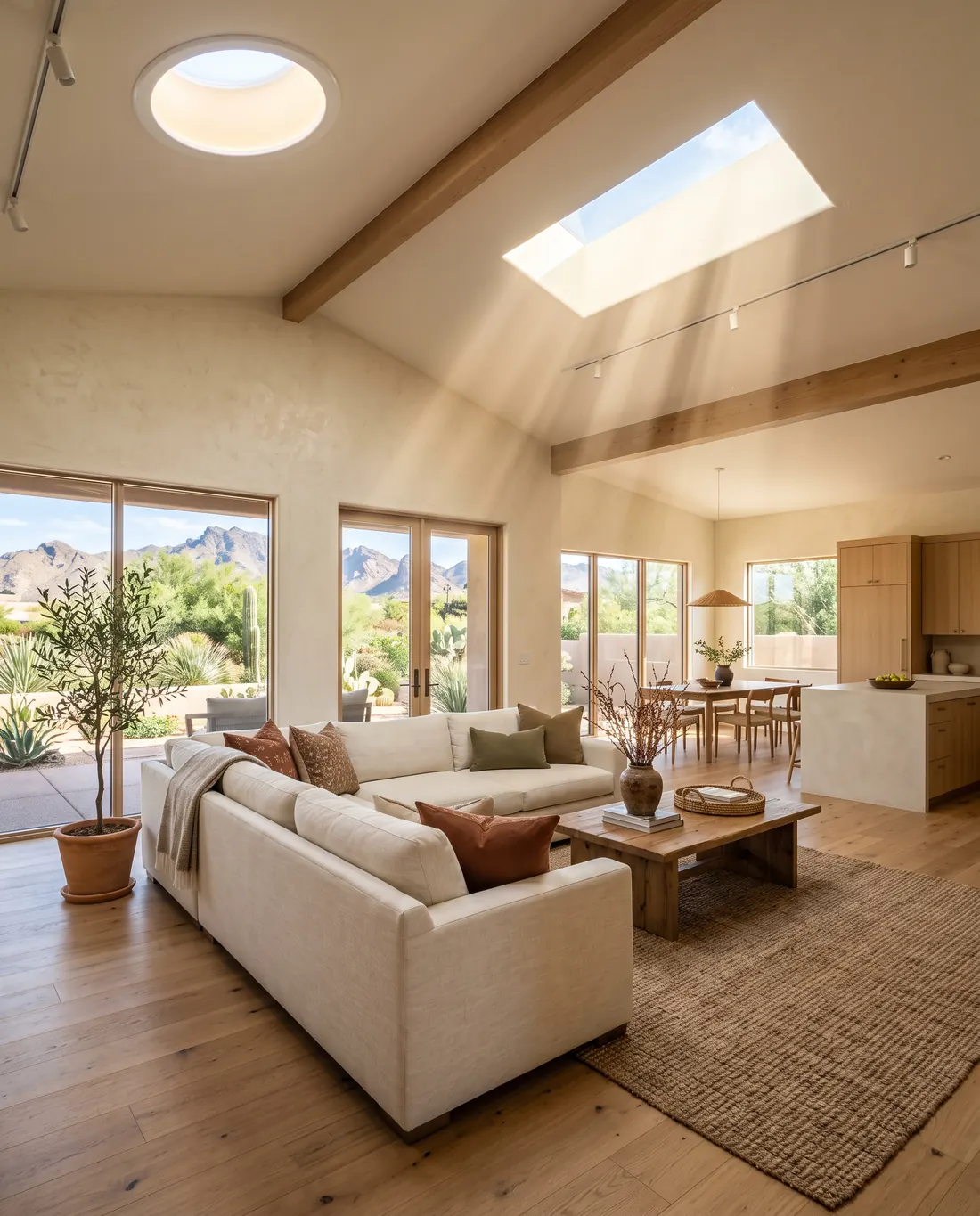 A bright living room with new skylights