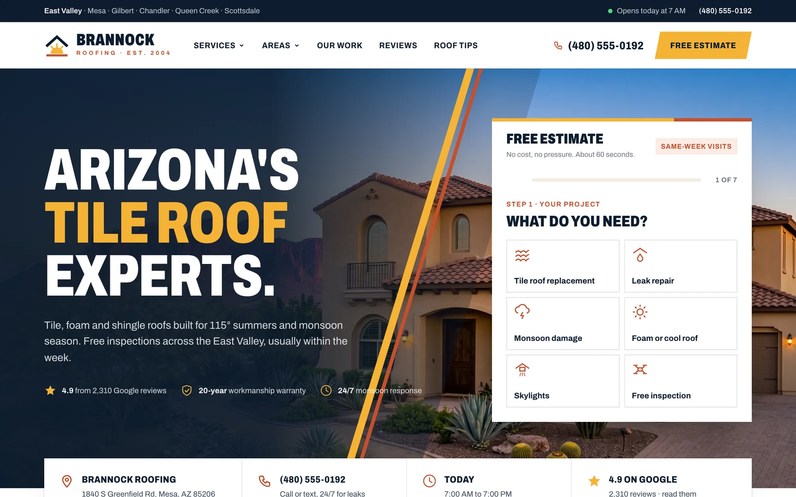 Brannock Roofing (Mesa) sample website