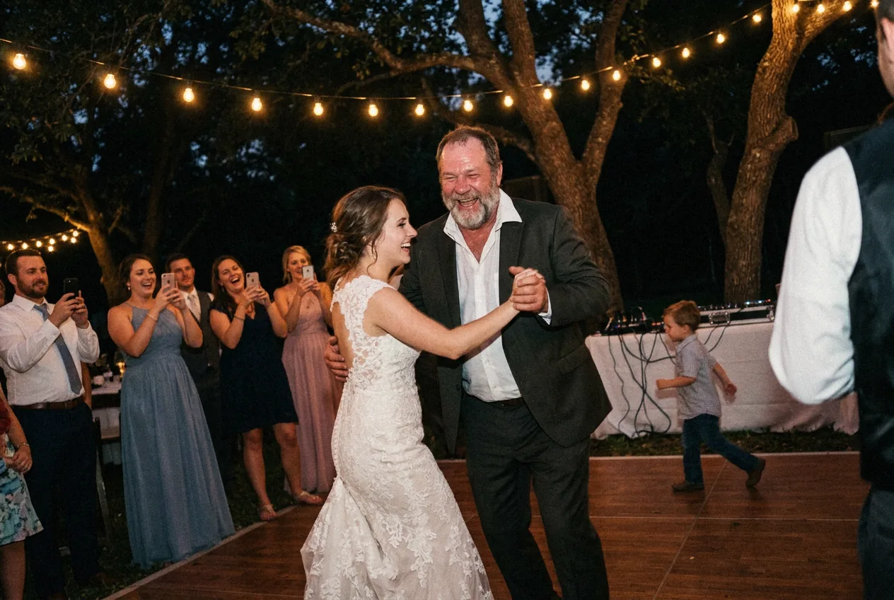 His daughter's backyard wedding