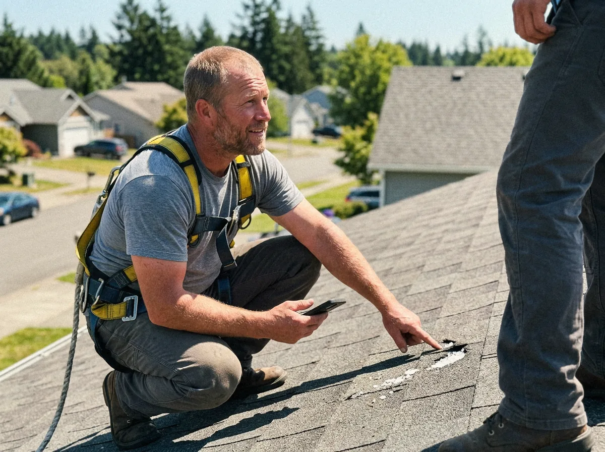 Walking a hail-damaged roof with a homeowner's claim in hand