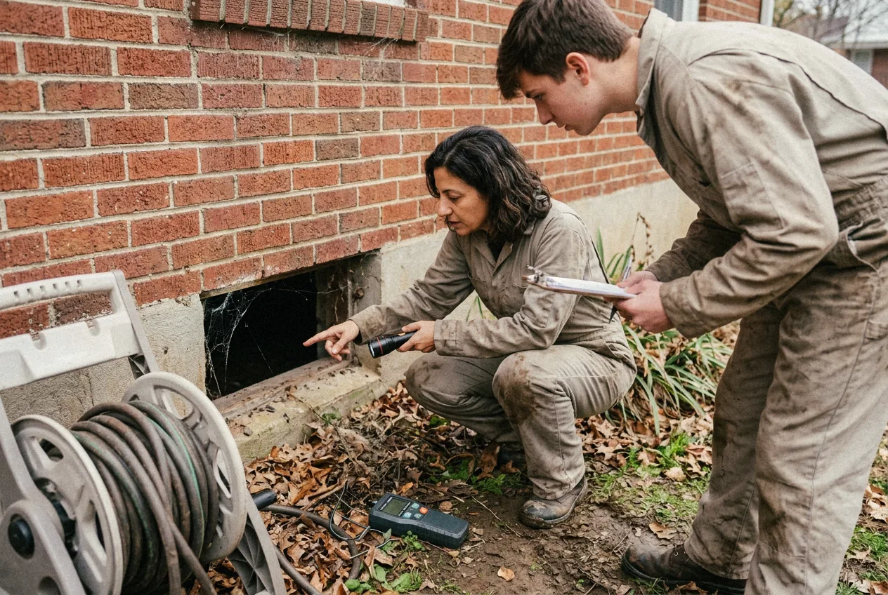 Training a new tech on a crawlspace inspection