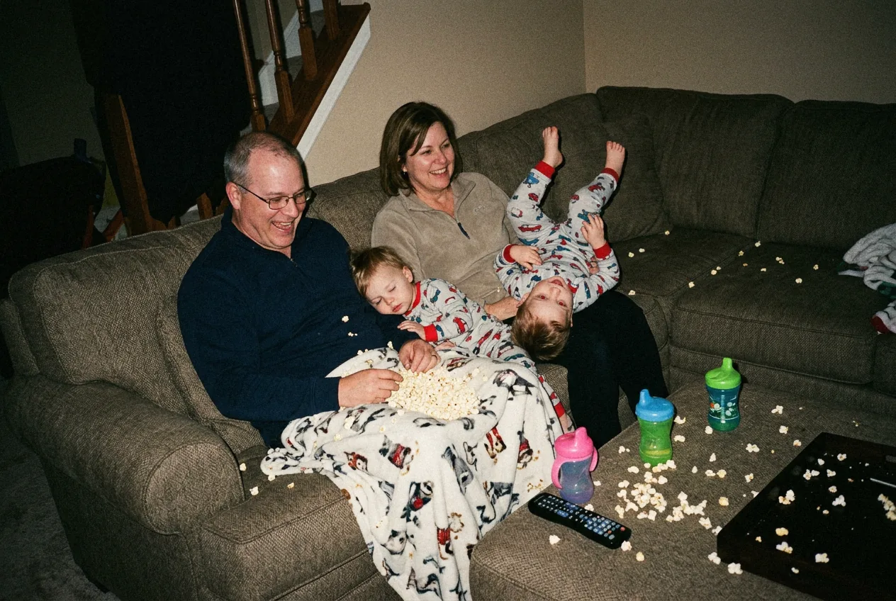 The grandkids' movie night downstairs