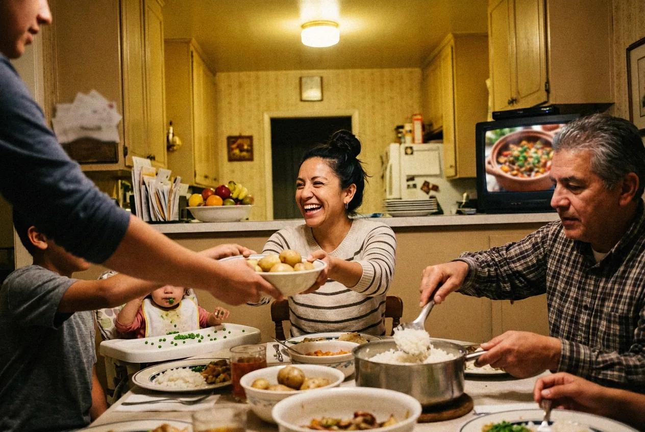 Sunday dinner at her parents' house